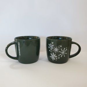 Starbucks Holiday Christmas Green Mugs Set of 2, 14 OZ. NWOT‎